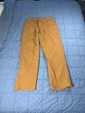 Carhartt B111-M Loose Fit Flannel Lined Washed Duck Canvas Work Pants 38x34